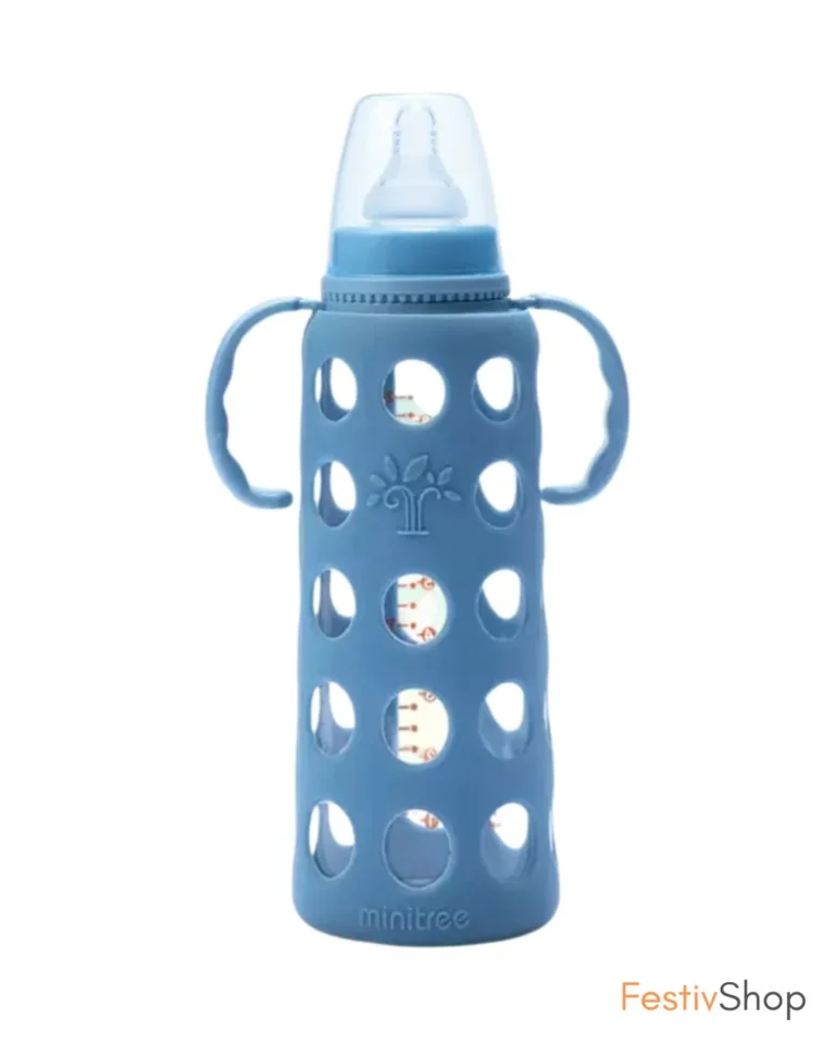 Glass Feeding Bottle with Silicone Cover -240ml